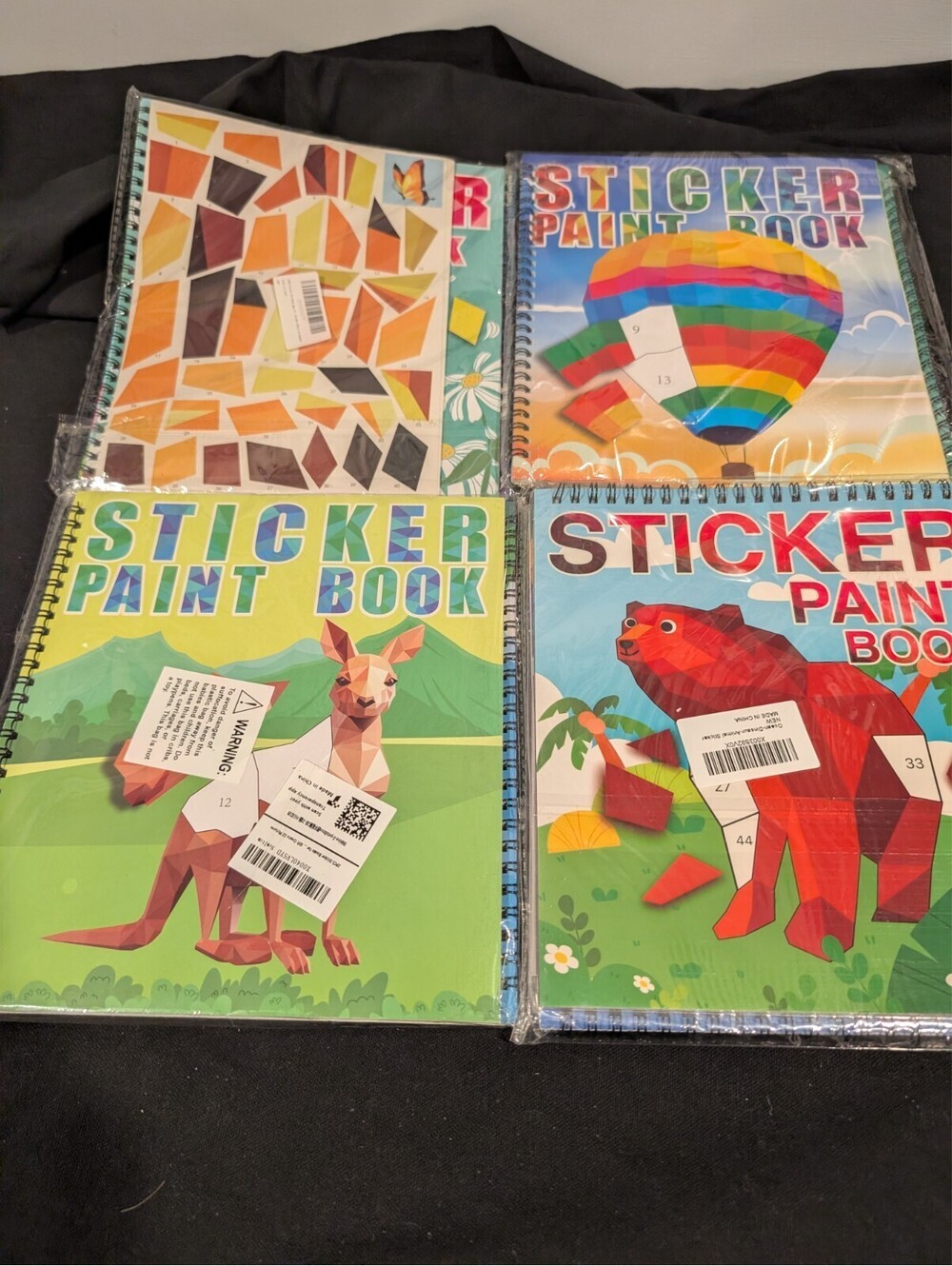 Lot of 4 Sticker Paint Books Animals Hot Air Balloon New Sealed Activity Books